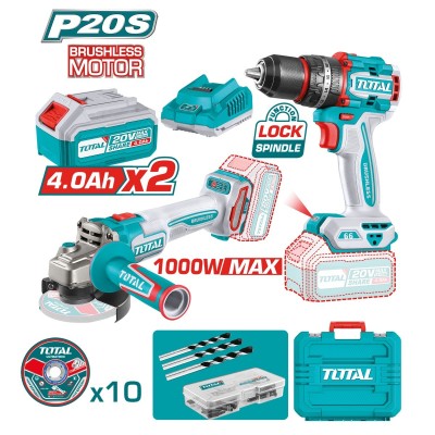 KIT TALADRO+AMOLADORA BATERIA TOTAL TCKLI20273E
