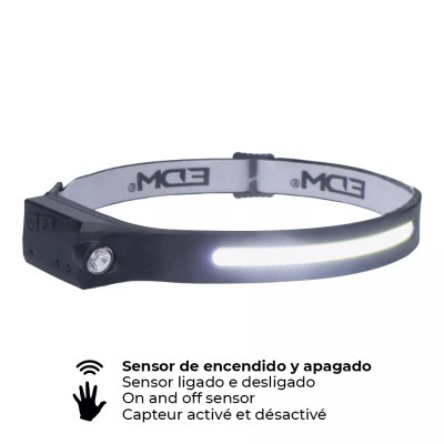 LINTERNA FRONTAL LED C/ SENSOR COB 8W 280LM